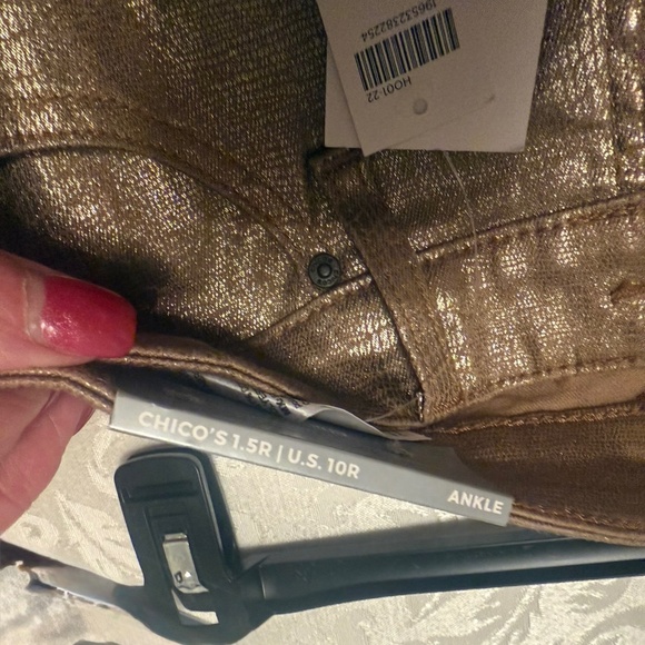 Chico's Platinum Denim Gold Jeans - Picture 6 of 12